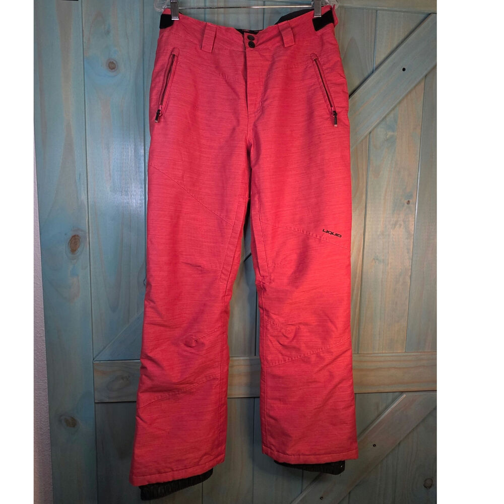 Liquid Insulated Ski and Snowboard Pants with Zippered Front Pockets Coral Sz M